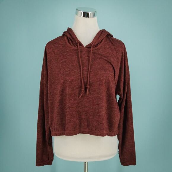 Athleta Size Medium M Heather Red Uptempo Short Crop Cropped Hoodie Active Top - Picture 1 of 7